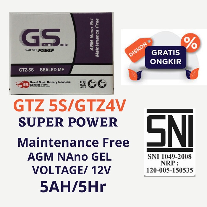 Terlaris Aki/Accu Motor Honda Beat Fi Esp Cbs Karbu Vario 110 Aki Kering 5 Ah
