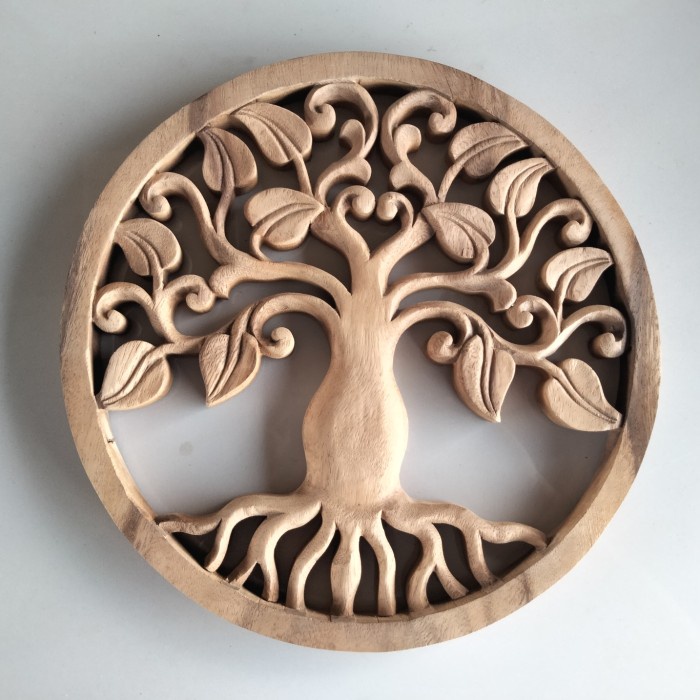 QD315 hiasan dinding ukiran bali - hiasan dinding ukiran kayu - tree of life TERBARU