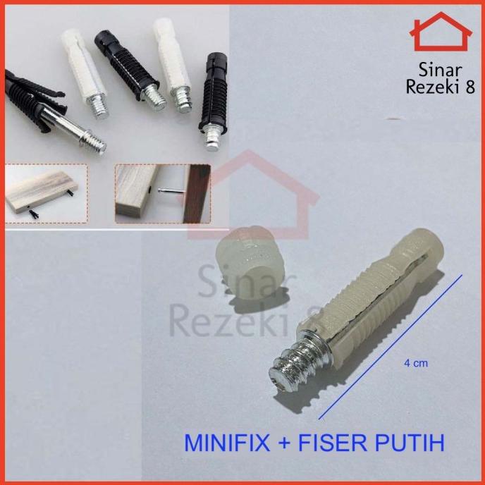 *****] Minifix + Viser Putih / Baut Knock Down Skrup Casing Ambalan Melayang