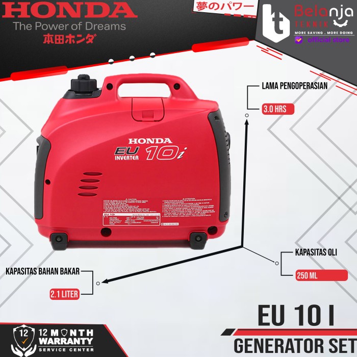 Mesin Genset Honda Silent EU 10I 900 Watt EU10I Generator Set EU 10 I keren