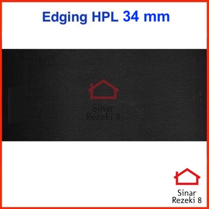 Produk Terbaik] Edging HPL 34 mm HITAM / Black Solid Pinggir Meja Solid taco PVC