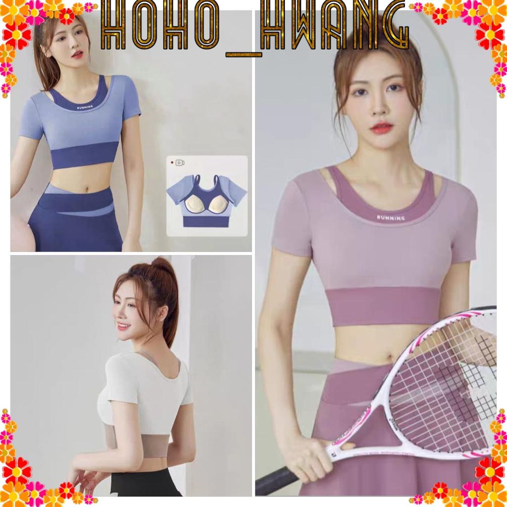 Trending Hoho_Hwang(S-16) Baju Olahraga Bahan Halus Baju Yoga Senam Wanita