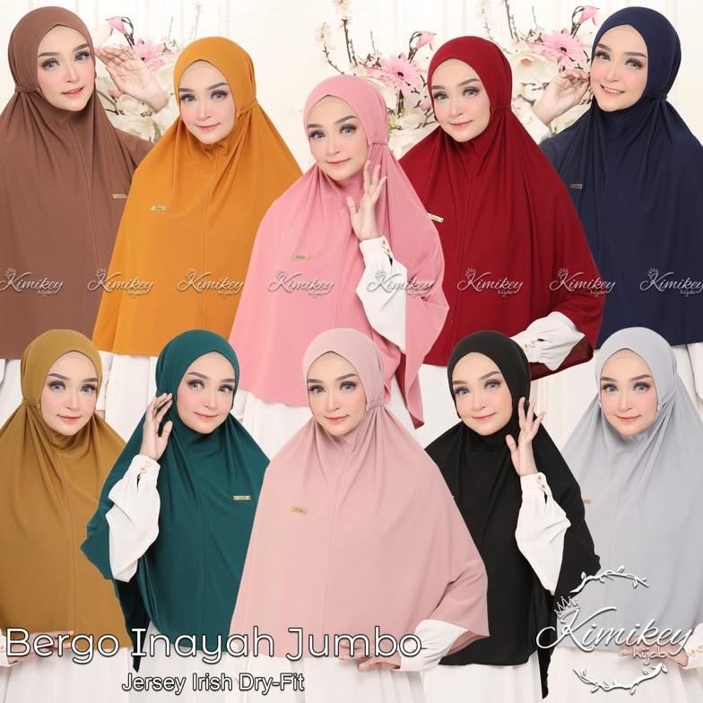 Terbaru Inayah Jumbo Kimikey Hijab Bergo Syiria Jilbab Tali Kerudung Instan Jersey Irish Dry Fit
