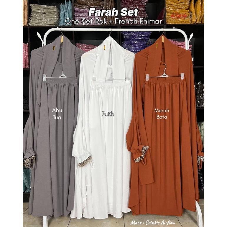 Promo Farah One Set French Khimar Setelan Rok Crinkle Airflow Dwb486