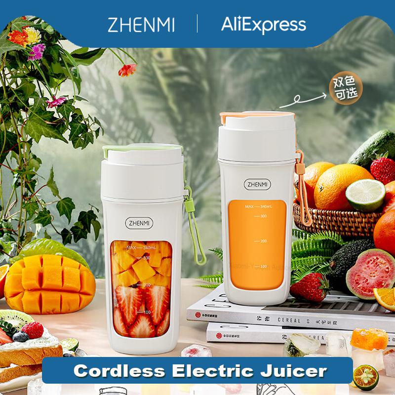 ❤ZHENMI Cordless Electric Juicer Mini Portable Juice Blender 340mL for Kitchen Camping Smoothie Mixe