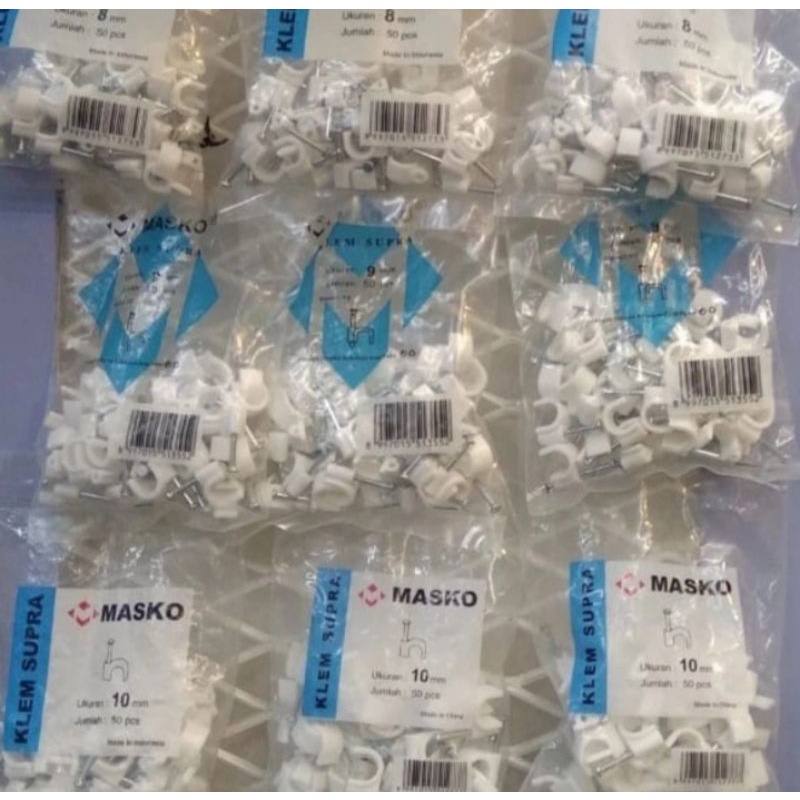 Masko Klem Kabel uk 8mm putih 1 pack
