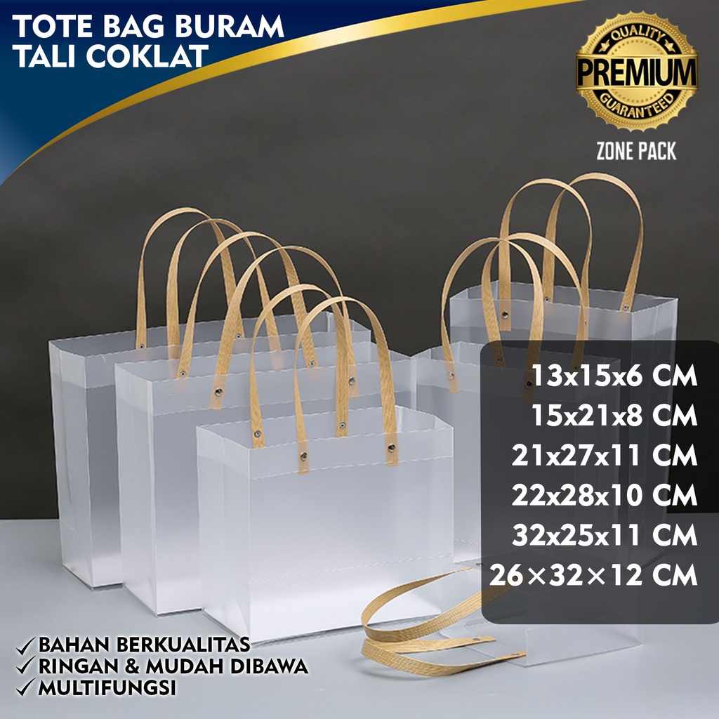 

Totebag Buram Tali Coklat | Tas Mika PVC Doff Buram | Tote Bag Kantong Souvenir Tas Kado