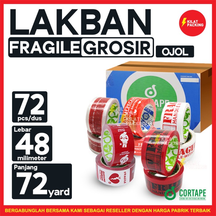 

Terlaris Lakban Fragile Rusfet 48 Mm X 90 Yard 1 Dus Ojol