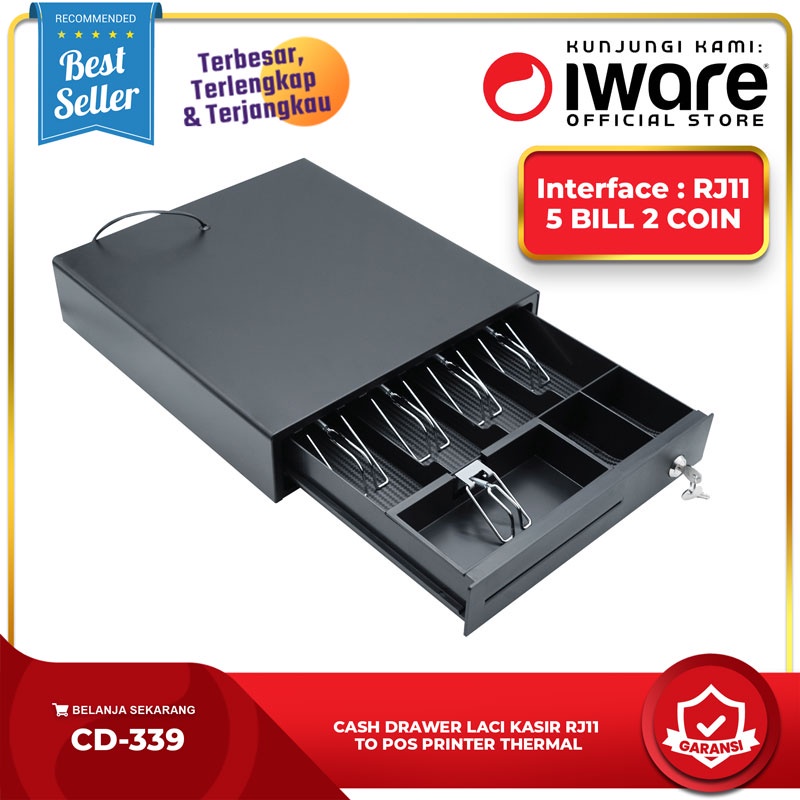 CASH DRAWER LACI KASIR MESIN KASIR 5 BILL 2 COIN RJ11 IWARE CD-339