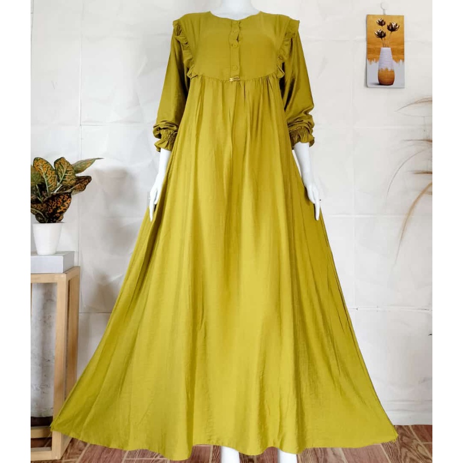 Gamis Slavina Polo Linen Rempel Dada/Gamis Linen Rempel Kekinian