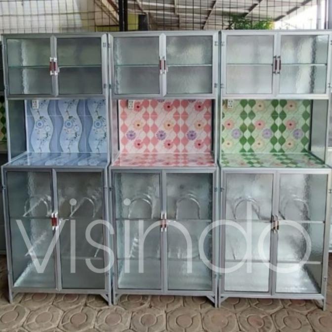 Rak Piring Lemari Dapur Aluminium Mini 2 Pintu Gress Supermart322