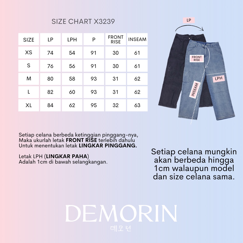 DEMORIN - Celana Jeans Wanita Kulot Highwaist Korean Style X3239