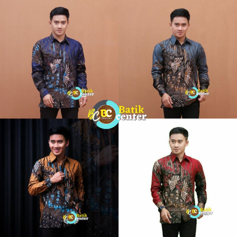 Kemeja Batik Dewasa Lengan Panjang Motif Manuk Tarung/M L Xl XXL/ Batik Terbaru/ Batik Anak Muda 202
