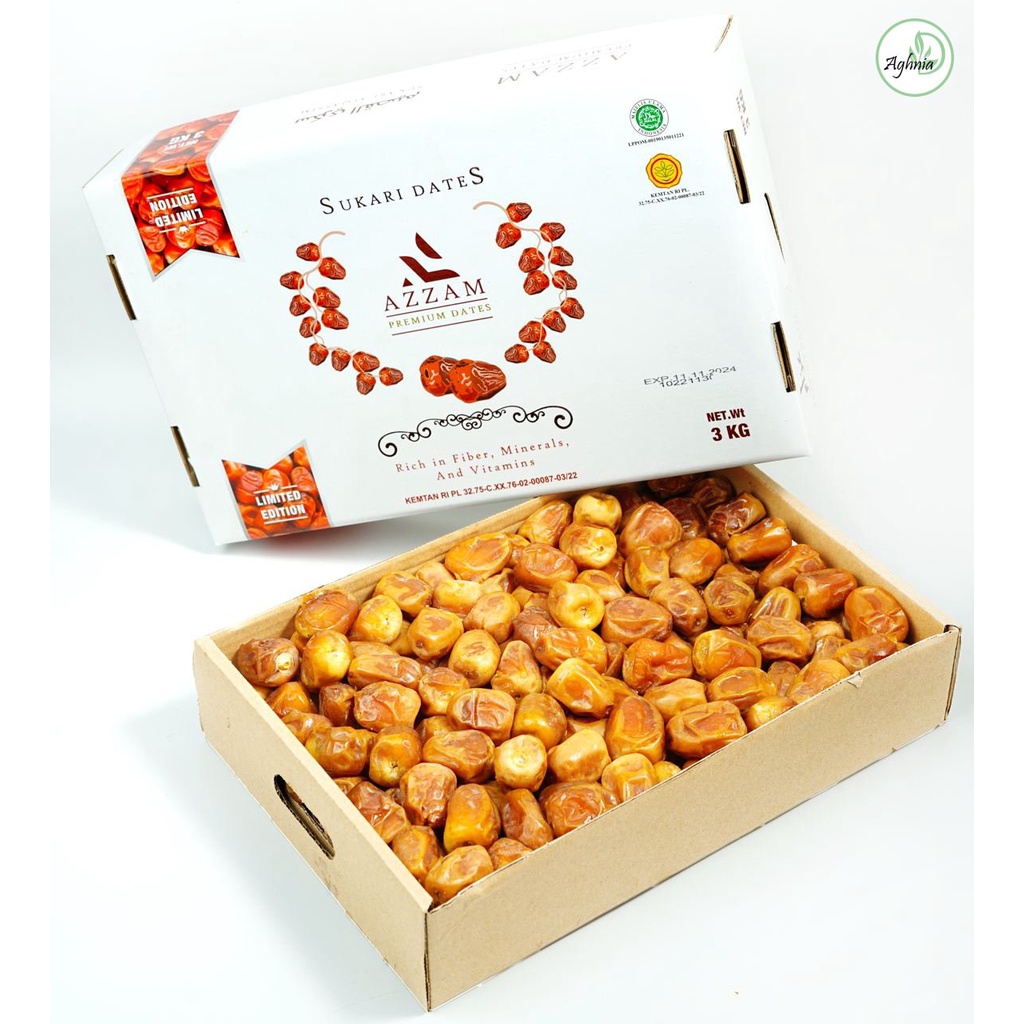 Kurma Sukari Azzam Premium Dates 3kg - Kurma Sukkari Premium Grade A