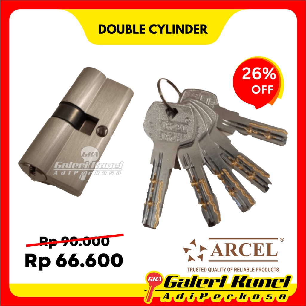 Silinder Kunci ARCEL A8560-A (B) Double Cylinder Komputer Key Pintu Kayu