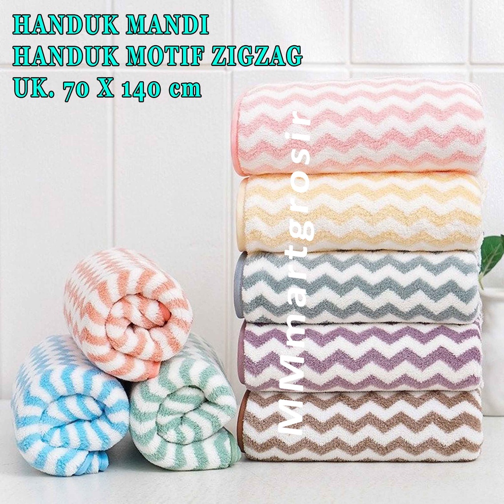 Handuk Mandi/ Handuk Motif ZigZag/ Handuk Dewasa/ Uk. 70X140cm