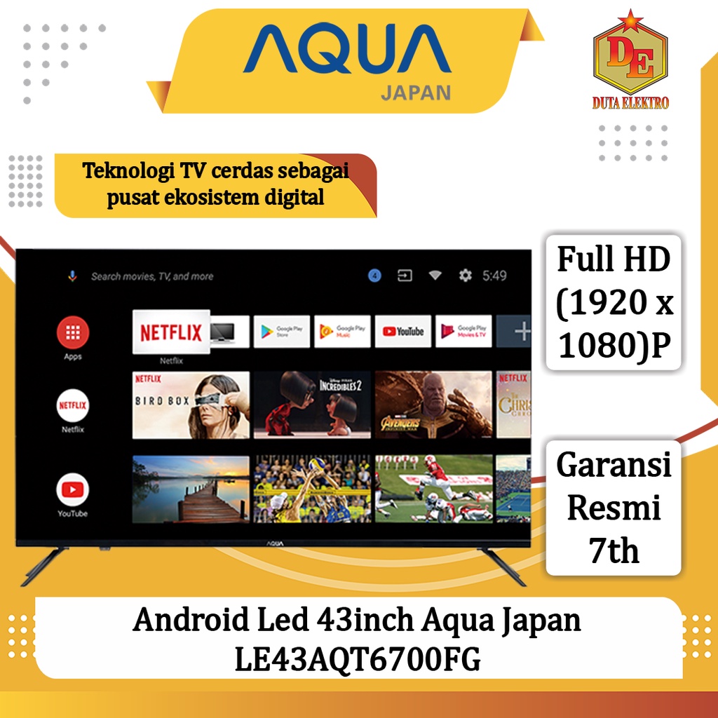 Android Led 43inch Aqua Japan LE 43 AQT 6700 FG Full HD TV