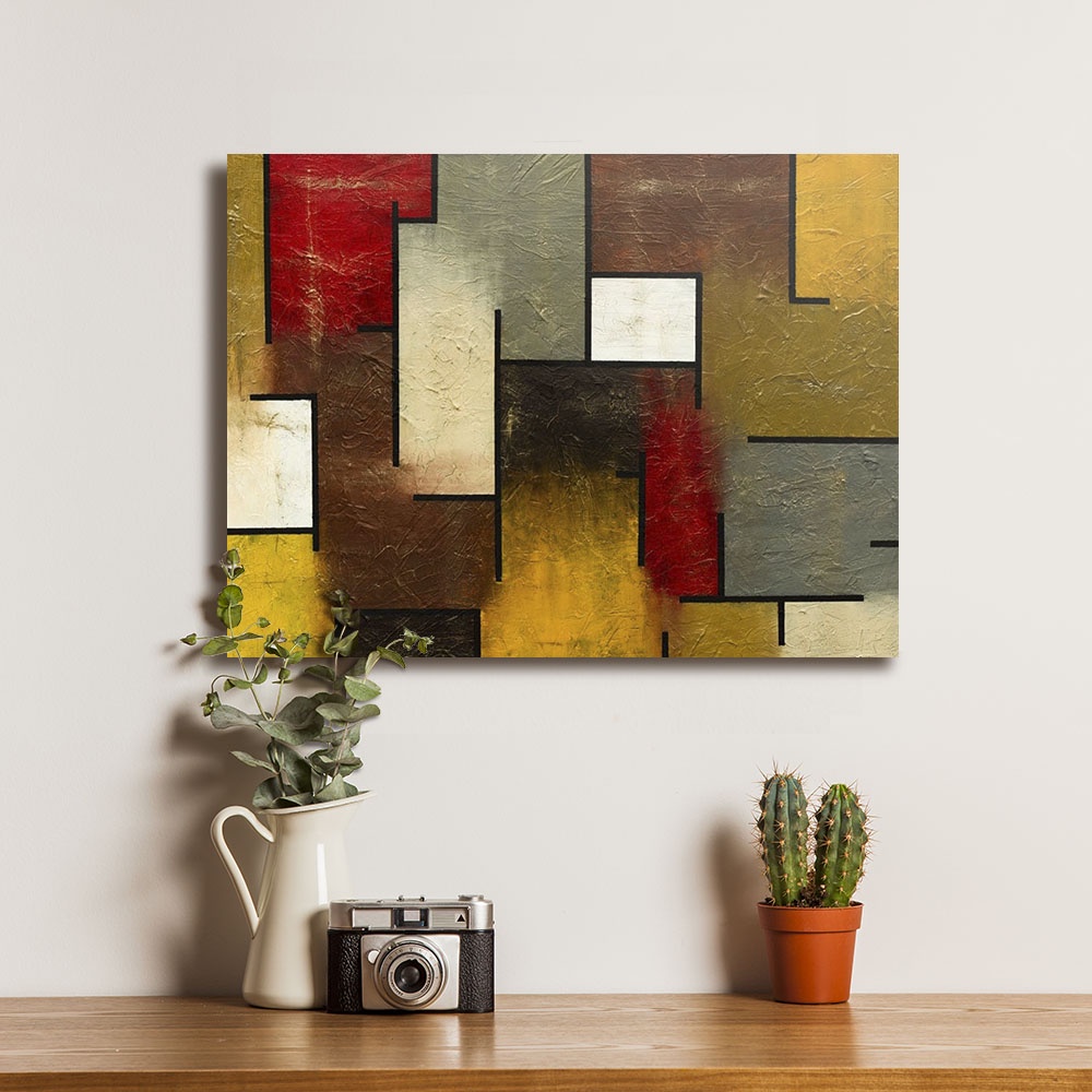 Poster Lukisan Abstrak Mozaik Siluet Indah 1 - Dekorasi Hiasan Dinding Kayu