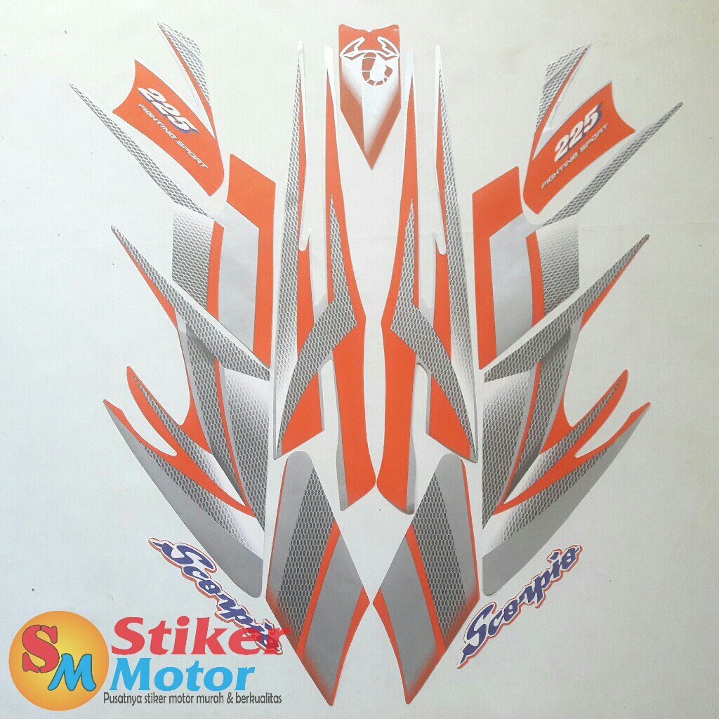 sticker striping motor scorpio 2004 orange