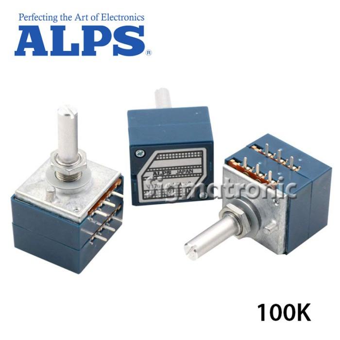 ALPS RK27 Blue Velvet Stereo Log Potentiometer 100k 100kAx2 Potensio