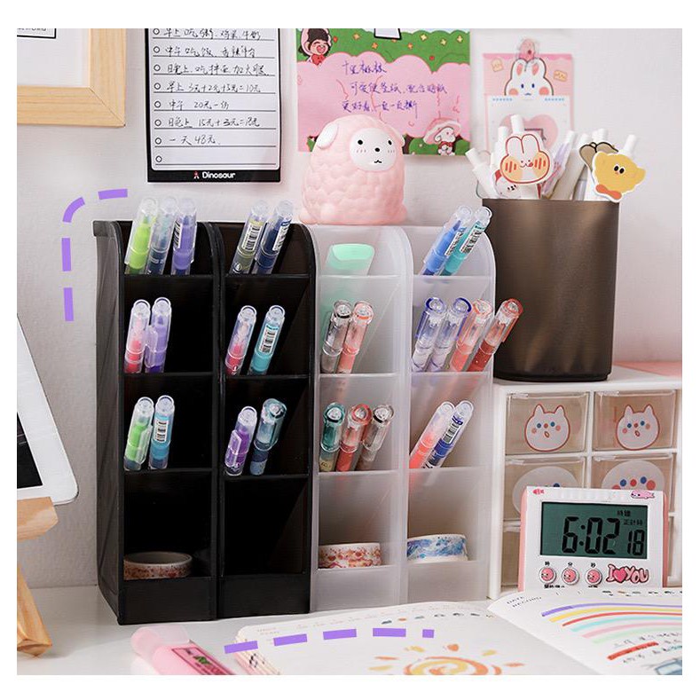 

LYSASHOP - Rak Tempat Pensil Pulpen Laci Plastik 4 Slot Sekat Mini Pulpen Spidol Desktop Drawer