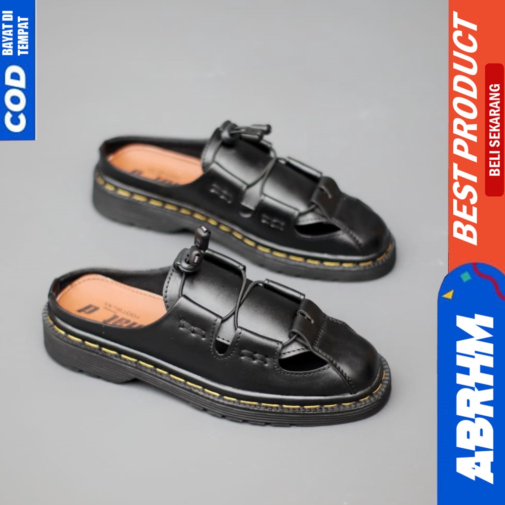 Sepatu Sandal Pria Docmart Sandal Selop Slide Pria Bustong Distro Kekinian Abrhm BOSTON