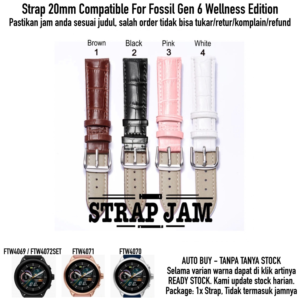 Tali Jam 20mm Strap F0ssil Gen 6 Wellness Edition - Crocodile Leather Kulit