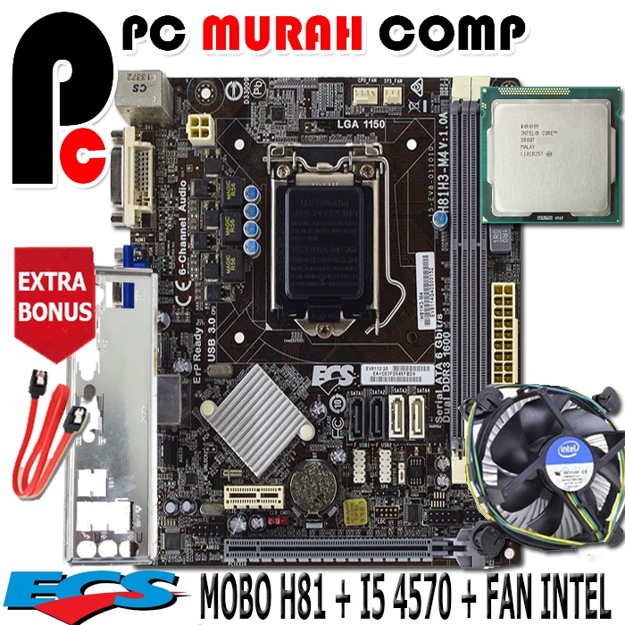 Mainboard Motherboard Mobo 1150 H81 PROCESSOR I5 4570 Paket