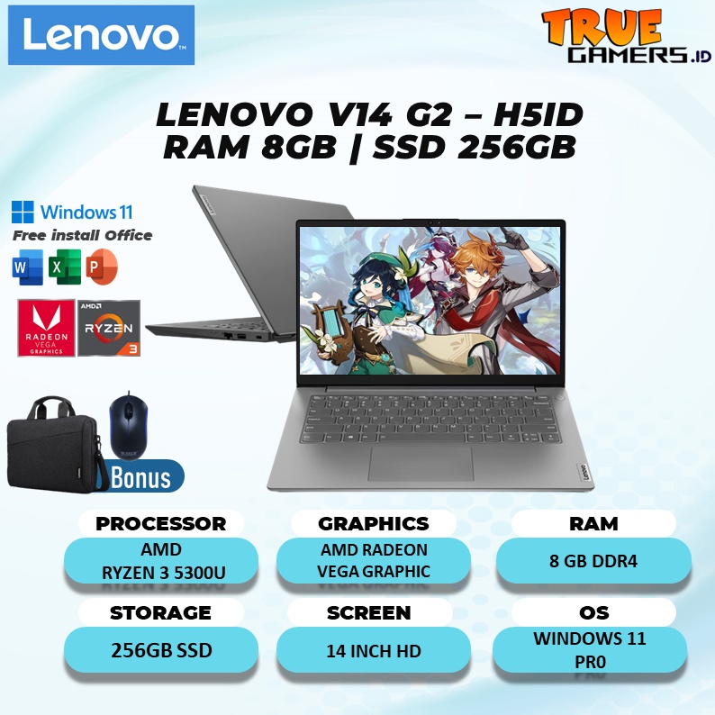 Laptop Lenovo V14 AMD Ryzen 3 5300U RAM 8GB 256SSD 14 INCH