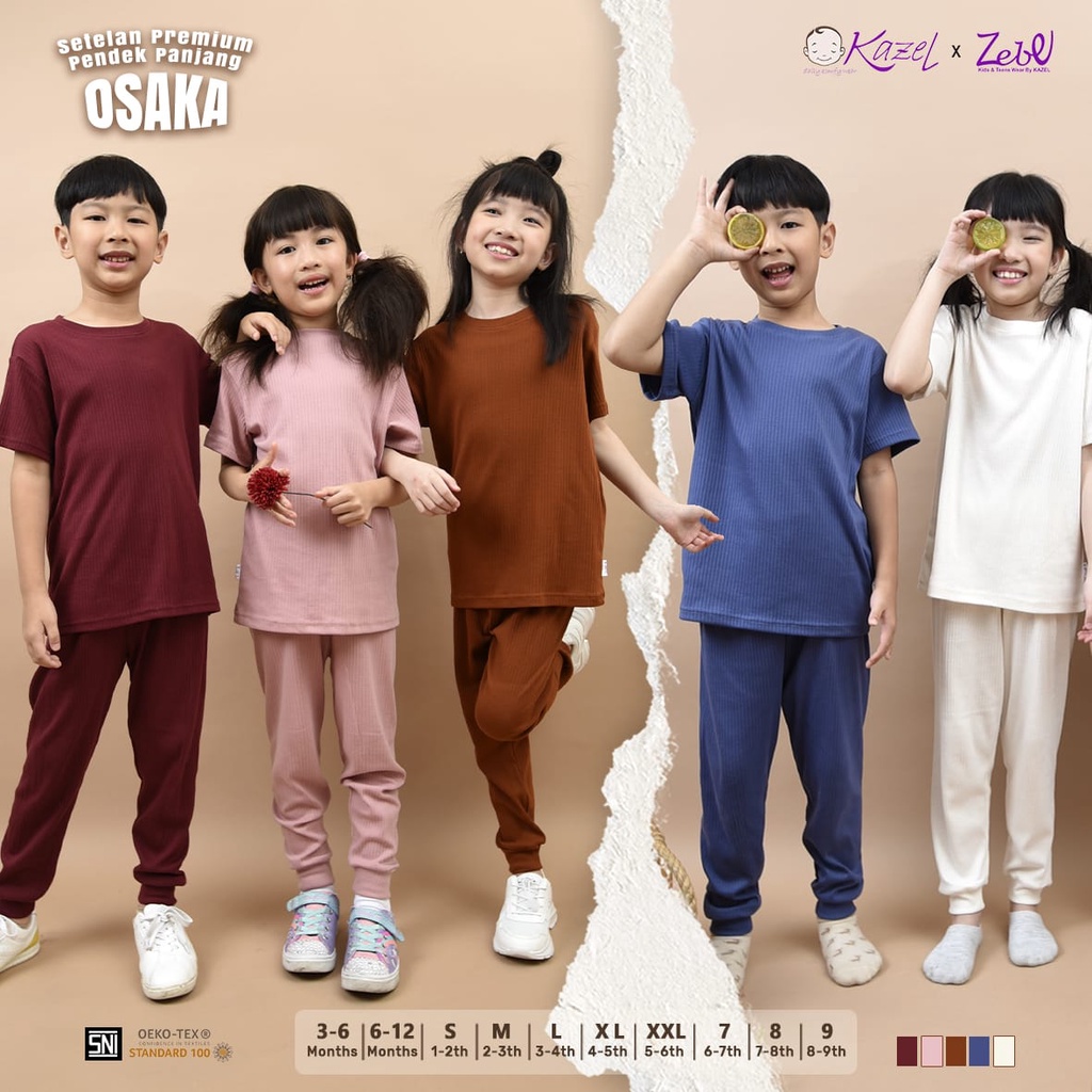 BAJU NATAL Kazel 3 Bulan - 9 tahun Setelan Pendek Panjang Osaka Edisi x Zebe