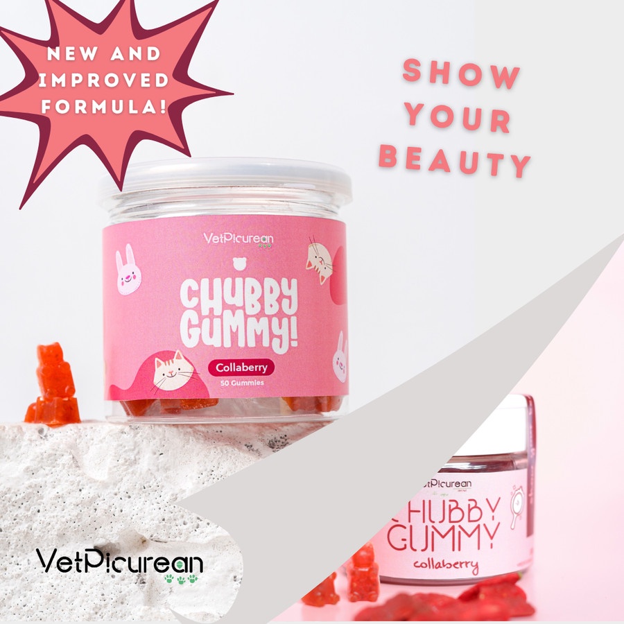 CHUBBY Gummy COLLABERRY - Vitamin Bulu Anjing Kucing (Fish Collagen / Goji Berry / VCO)