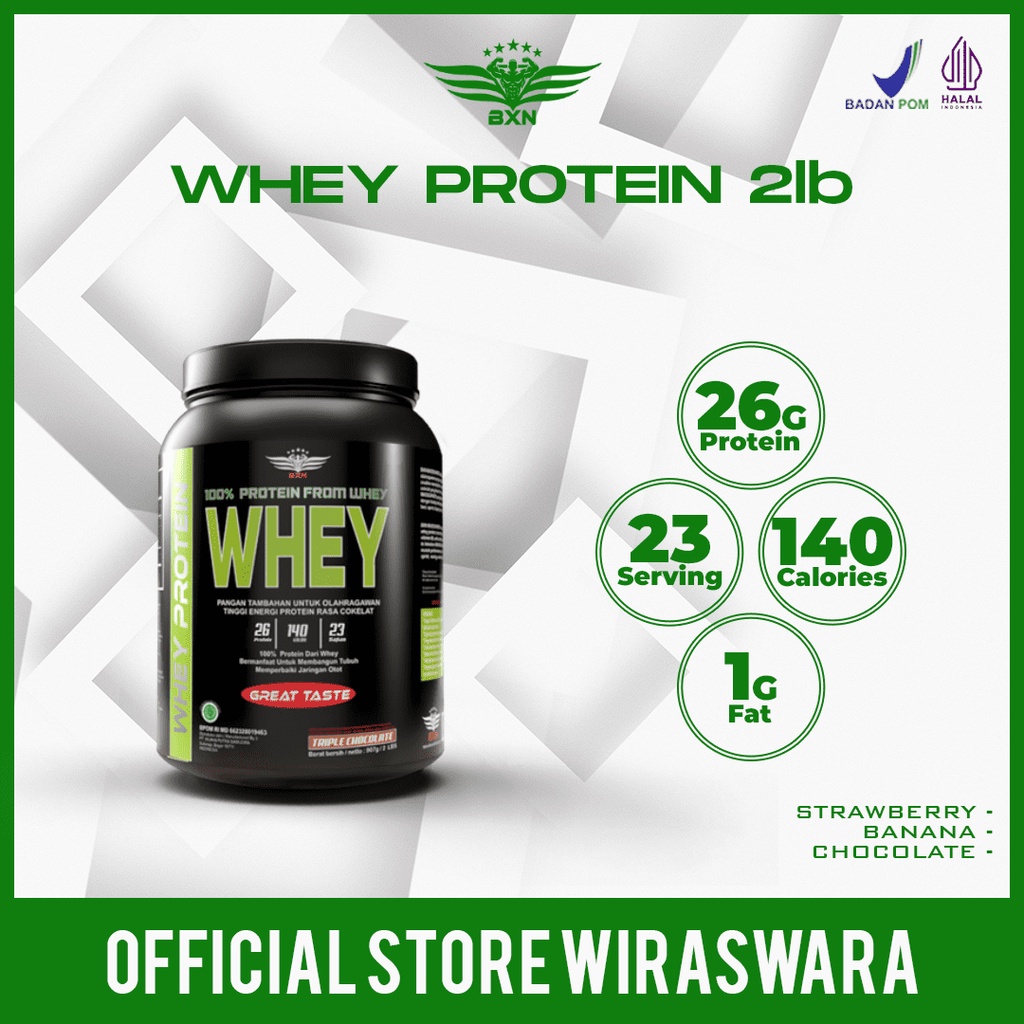 BXN - whey protein 2 lb susu bubuk suplement gym rendah lemak