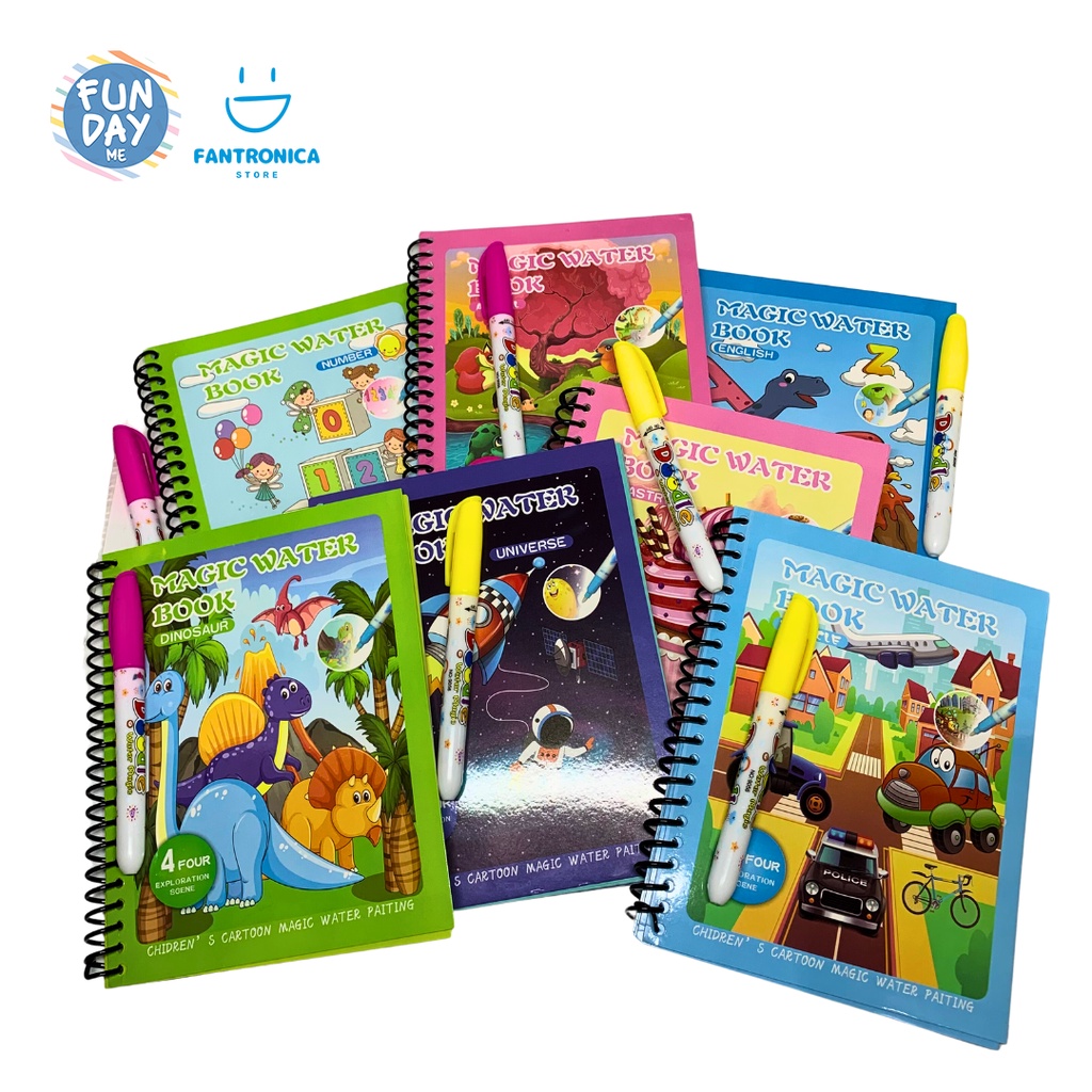 

Magic Water Drawing / Painting Book / Buku Gambar Mewarnai Edukasi / Buku mewarnai ajaib / Buku mewarnai water doodle