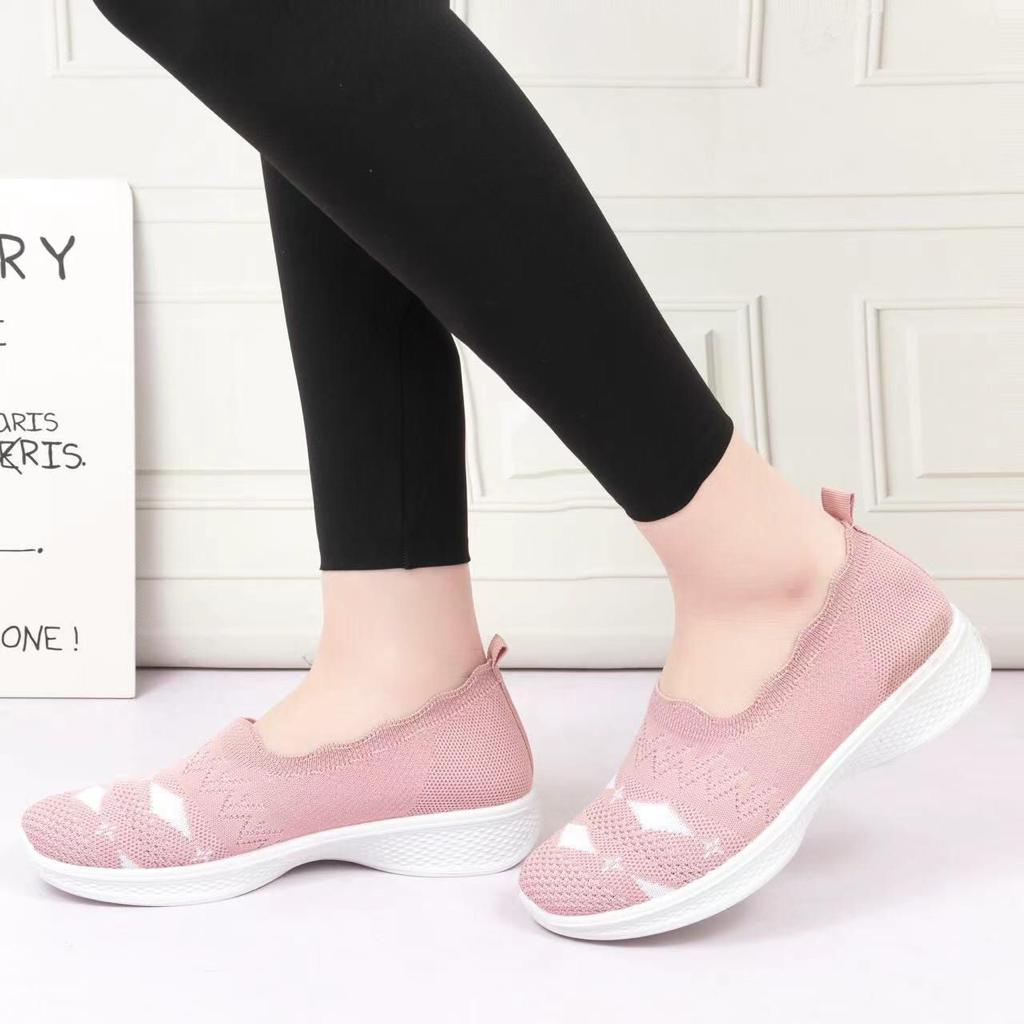 Permata Sepatu Slip On Flyknit QP-0713  Shoes Wanita Import  Fliknit Shoes