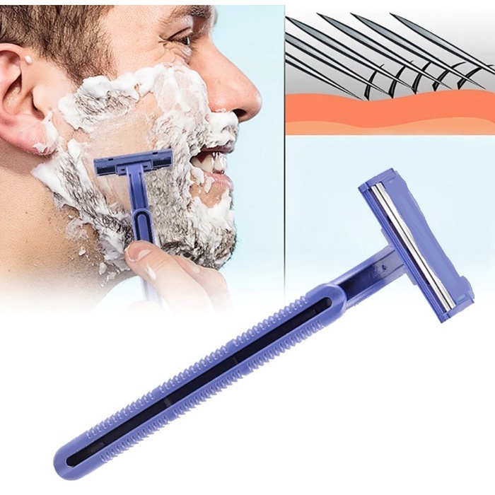 Alat Pisau Cukur Cukuran Kumis jenggot 2 Mata Razor Shaver Disposable