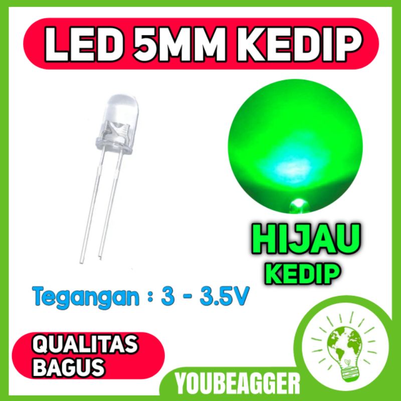 Led 5mm kedip Hijau