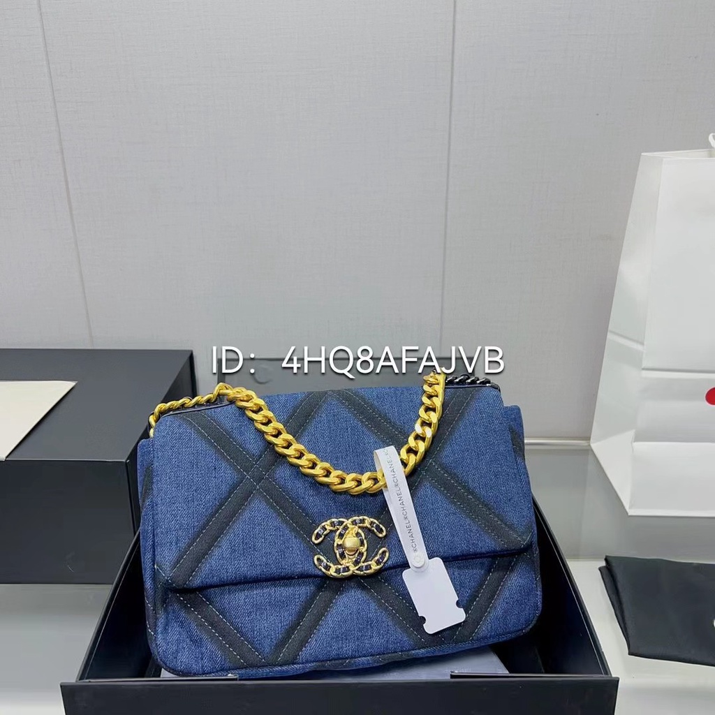 Original Chanel19 bag Latest Fashion Classic Denim Bag Chain Strap One Shoulder Crossbody Bag