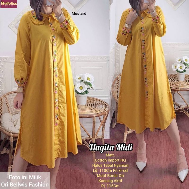 Nagita Midi dress midi wanita midi muslim midi muslimah midi busui midi katun import midi bordir baj