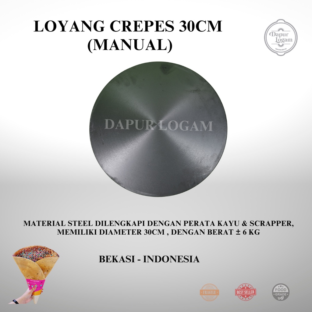 LOYANG CREPES| LOYANG LEKER JUMBO |  MATERIAL BAJA COR DDIAMETER 30CM (MANUAL)