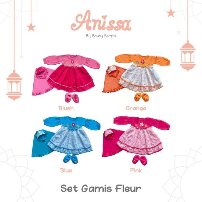Baju Muslim Bayi Perempuan Gamis Newborn Akikah Bulanan 3-6 Bulan