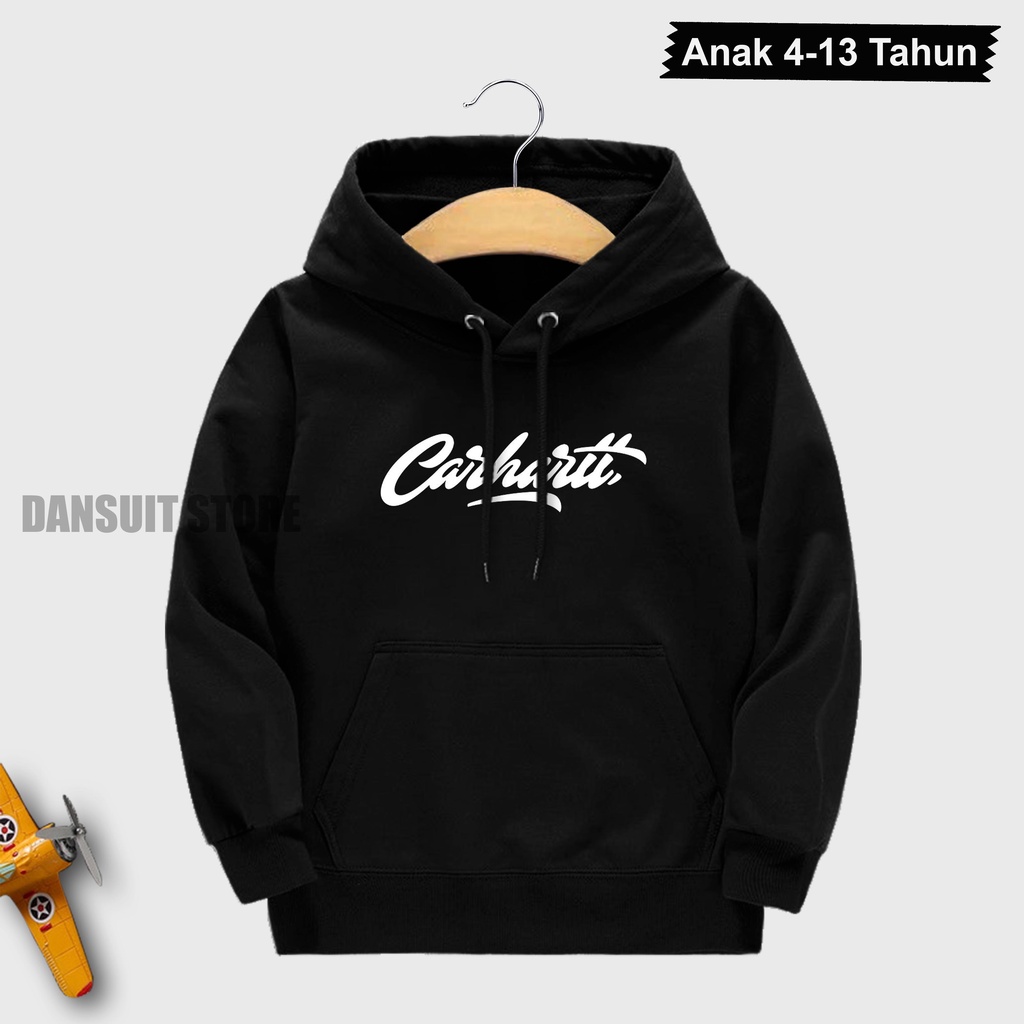 Sweater Hoodie Anak Laki-laki/Perempuan Usia 4-13 Tahun Motif Sablon CARHARTT Bahan Tebal Premium