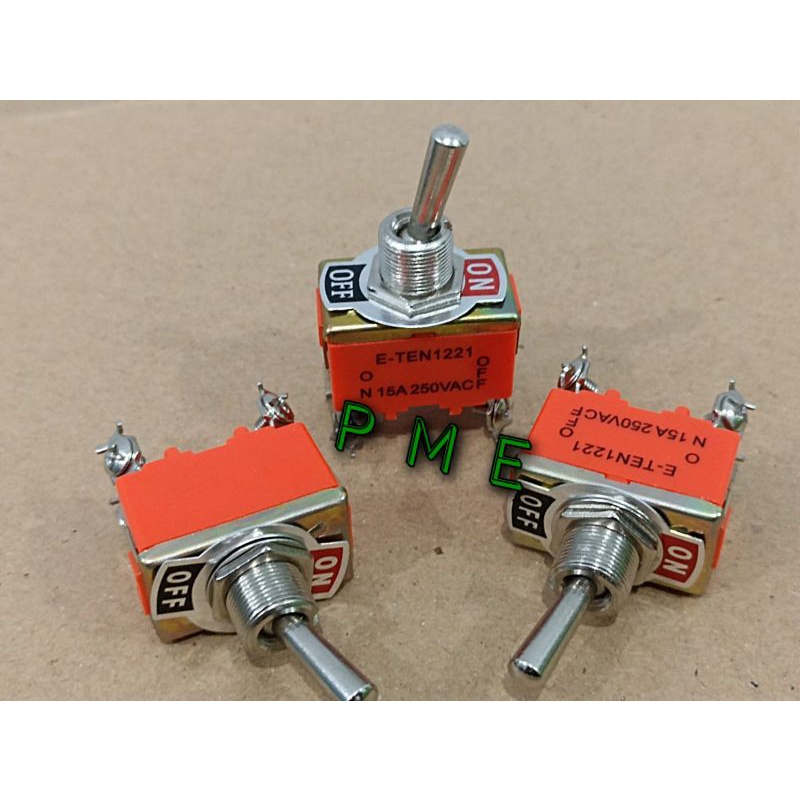 TOGGLE SWITCH BUTTON E-TEN 1221  ON-OFF  4PIN. 1PCS