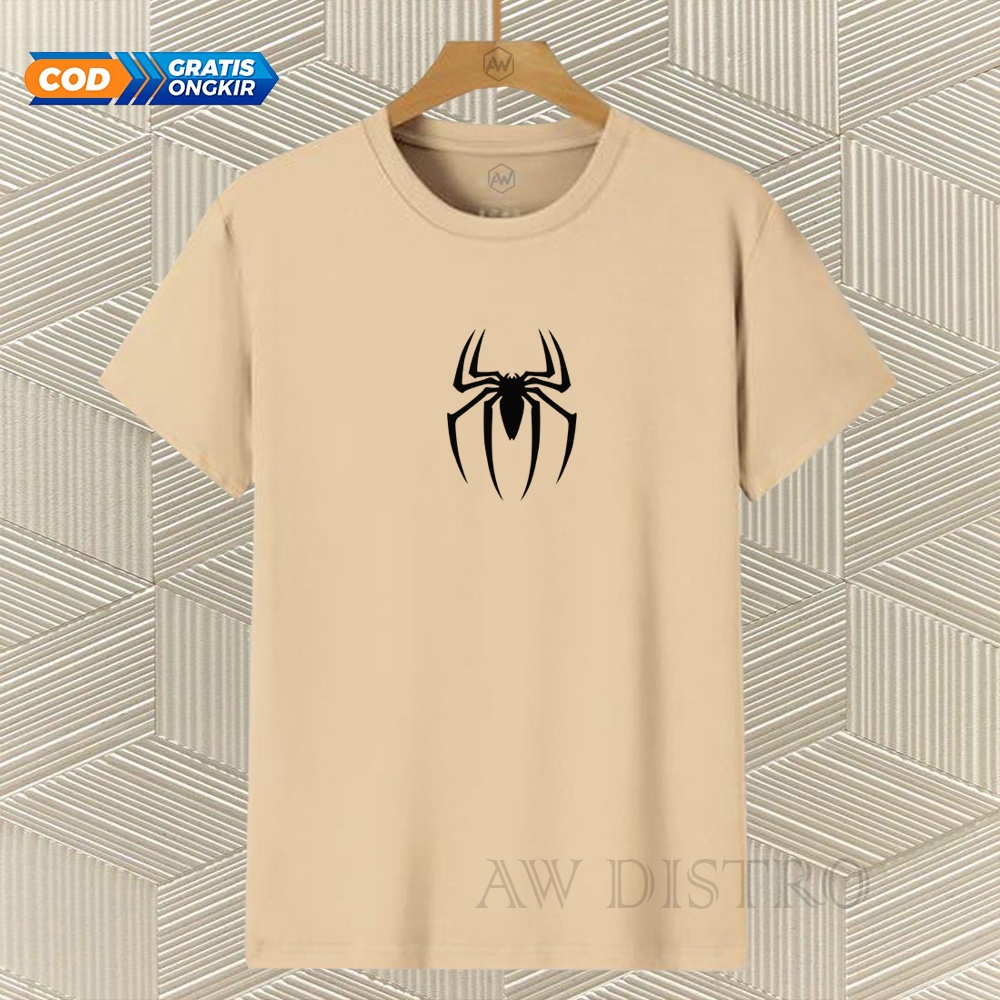 COD Baju Kaos Distro Sp3derman Text Hitam Premium Quality Lengan Pendek