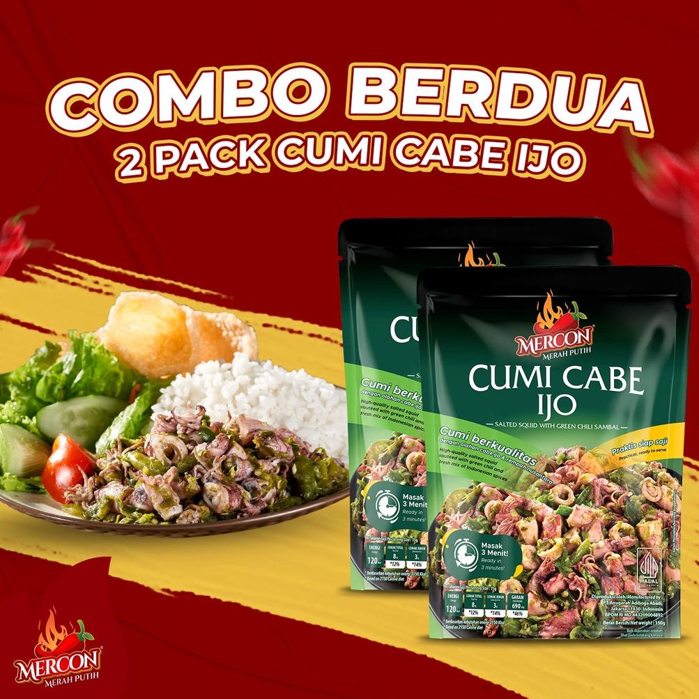 

Free Ongkir/ Mercon Merah Putih - Hemat Combo Berdua || 2 x Cumi Cabe Ijo