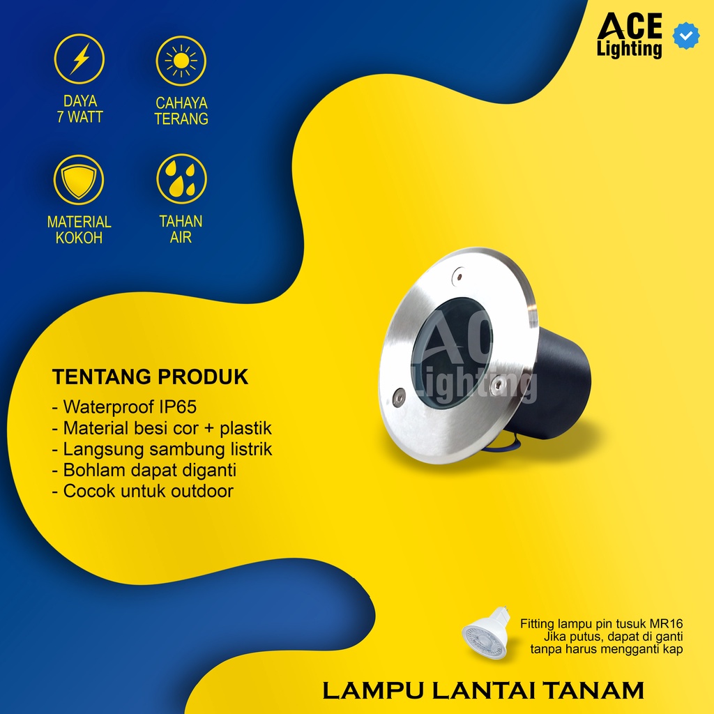 Lampu LED lantai tanam 7Watt outdoor waterproof