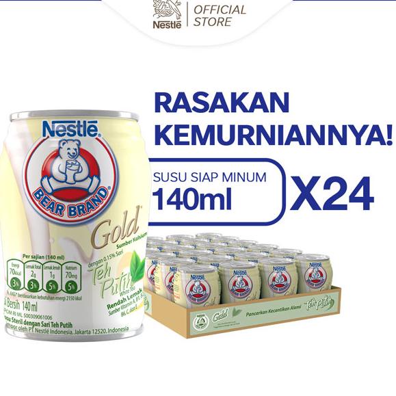 

Dijamin Ori>/ BEAR BRAND Susu Kaleng White Tea Susu Steril 140ml x 24 pcs