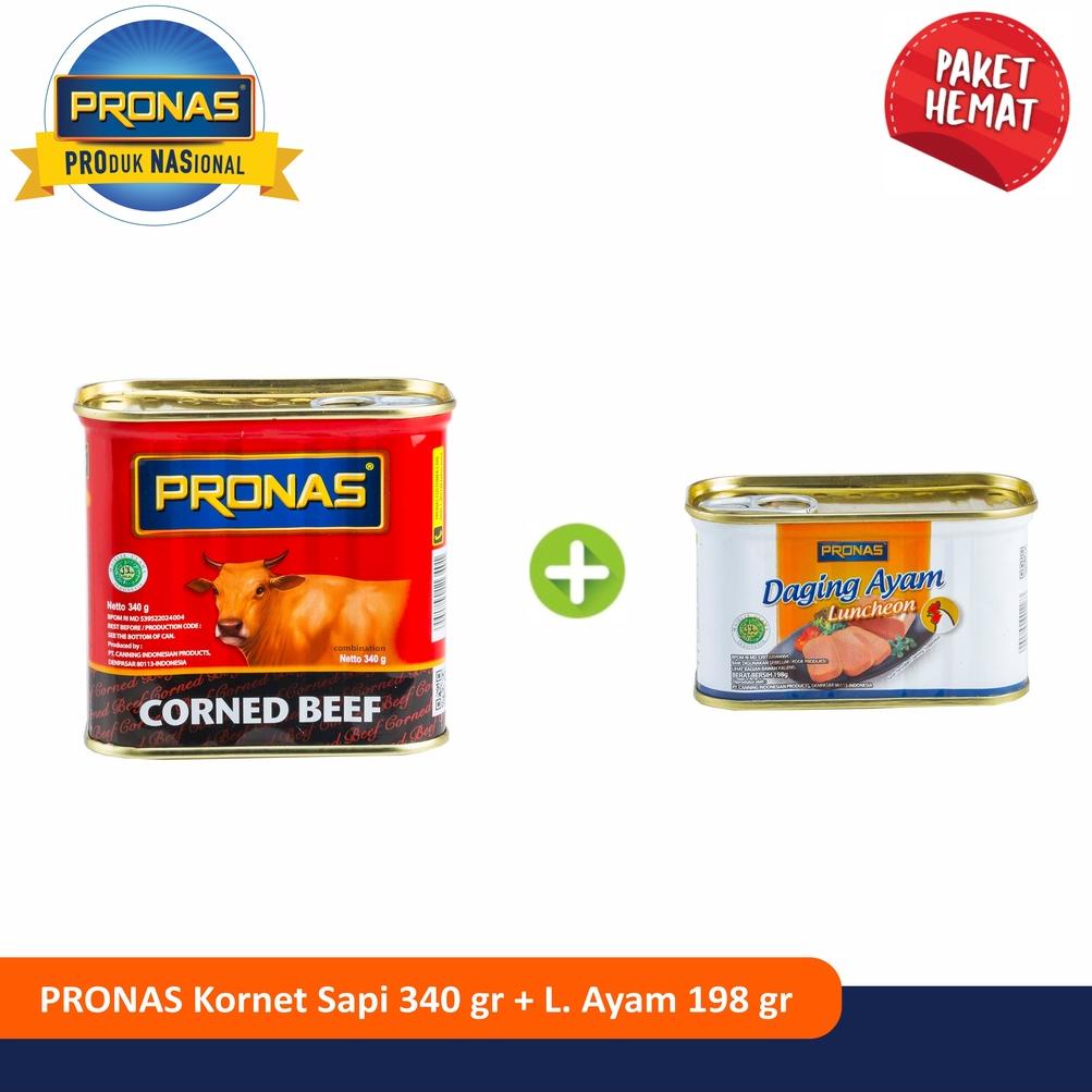 

【F⚡ASH SALE✅】 Pronas Kornet Sapi 340 g dan Luncheon Ayam 198 g bundling 2 pcs