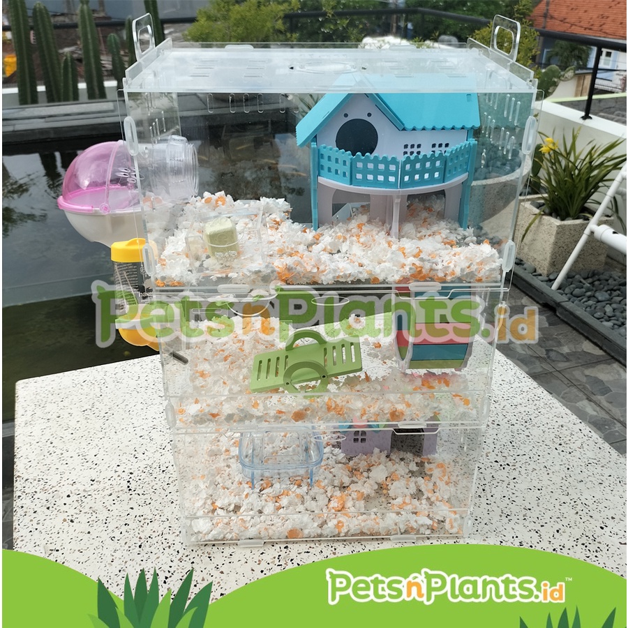Kandang Hamster Cage Akrilik Acrylic Crystal Clear Import 3 Susun 35x25x53 CM DIY