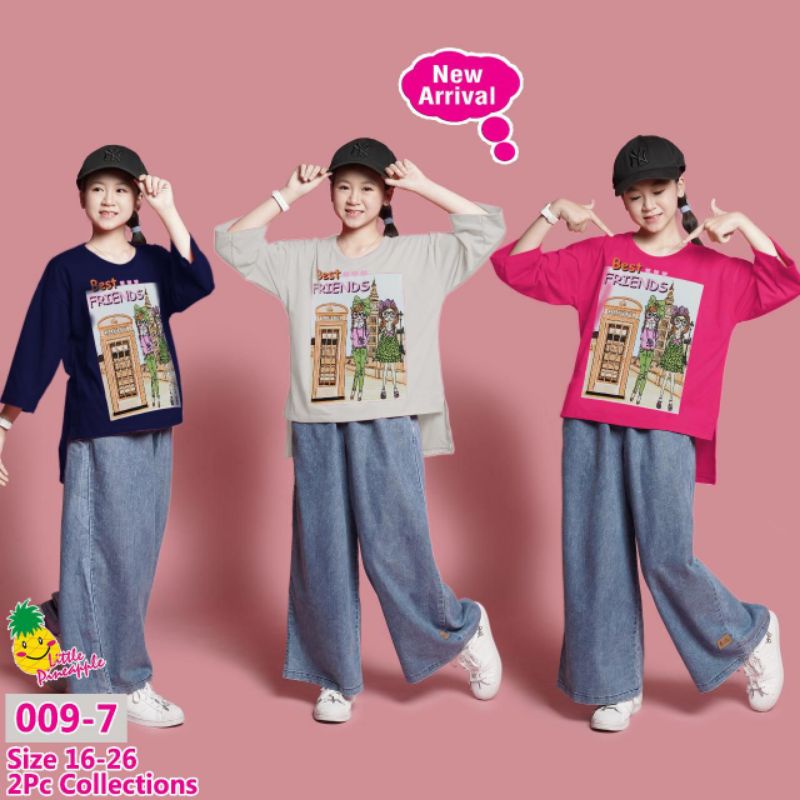 ( LP. 009-7 ) LITTLE PINEAPPLE SETELAN KULOT JEANS No.16-26