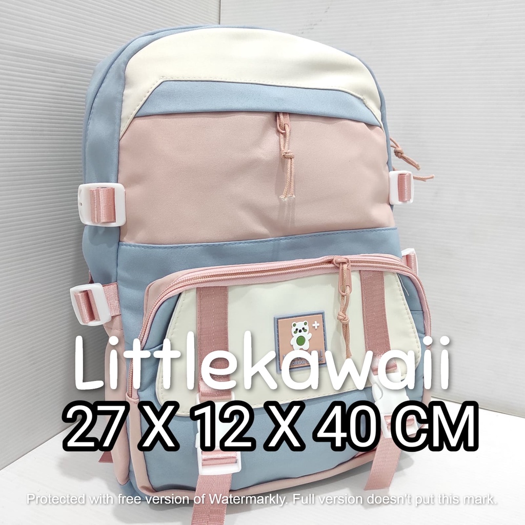 LK/Tas Ransel Laptop Backpack Sekolah Fashion Korean Style Anak Remaja Dewasa Kantong Gesper Warna Warni Kekemi Import